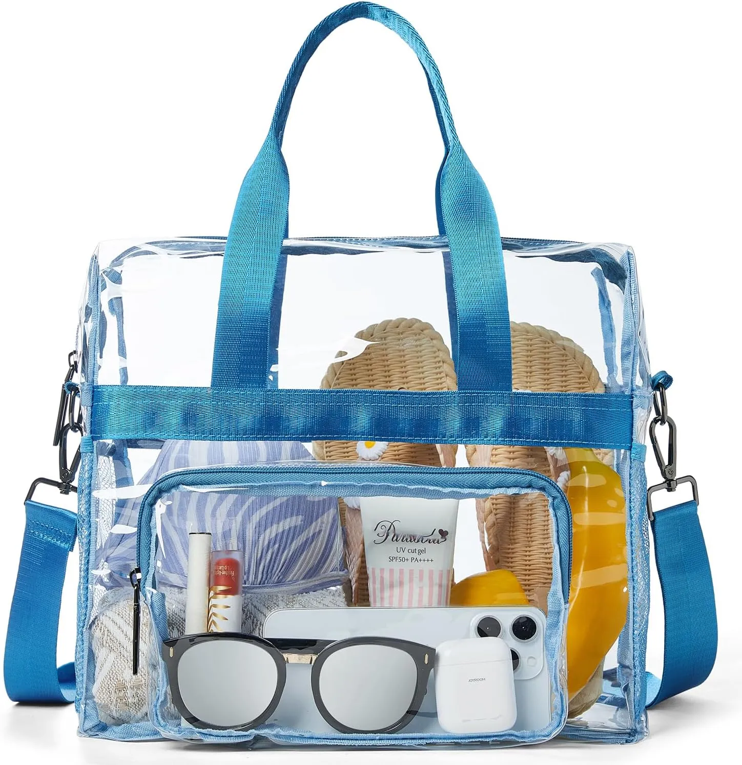 Bluome Clear Bag For Stadium Events 12612 Crossbody Beach Lunch Tote Transparent Bag Purse Stadium Approved For Women Men
