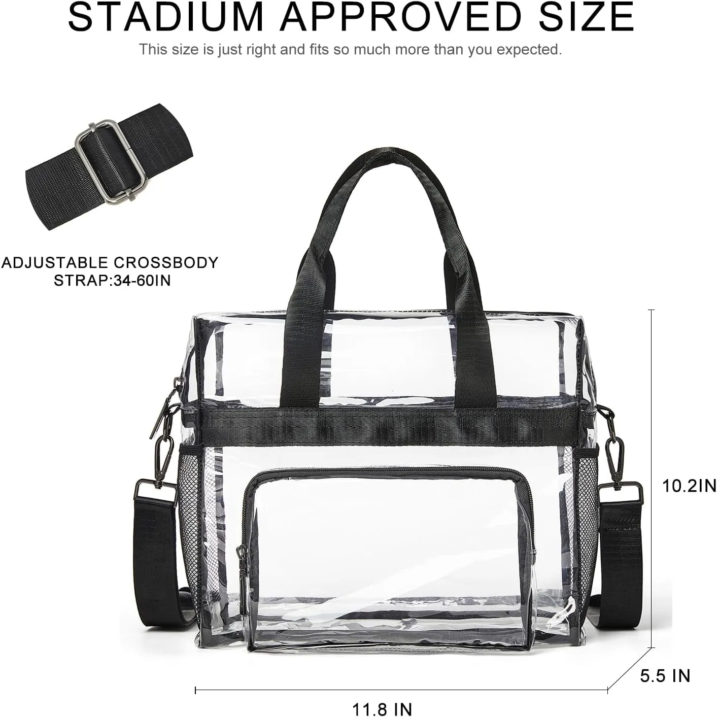 Bluome Clear Bag For Stadium Events 12612 Crossbody Beach Lunch Tote Transparent Bag Purse Stadium Approved For Women Men
