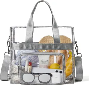 Bluome Clear Bag For Stadium Events 12612 Crossbody Beach Lunch Tote Transparent Bag Purse Stadium Approved For Women Men