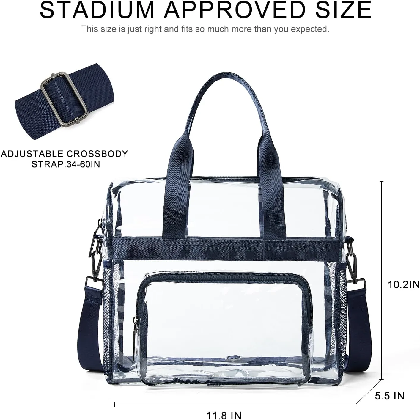 Bluome Clear Bag For Stadium Events 12612 Crossbody Beach Lunch Tote Transparent Bag Purse Stadium Approved For Women Men