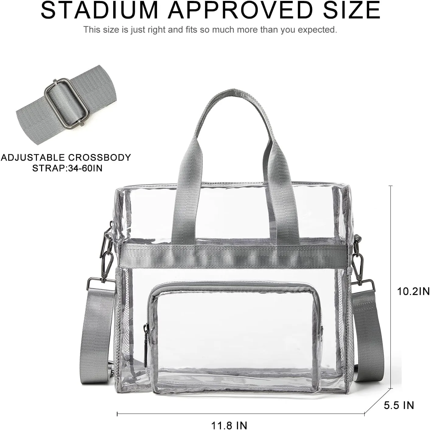 Bluome Clear Bag For Stadium Events 12612 Crossbody Beach Lunch Tote Transparent Bag Purse Stadium Approved For Women Men
