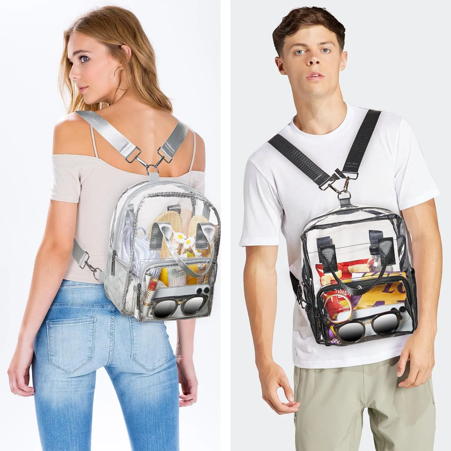 Bluome Clear Bag For Stadium Events 12612 Crossbody Beach Lunch Tote Transparent Bag Purse Stadium Approved For Women Men