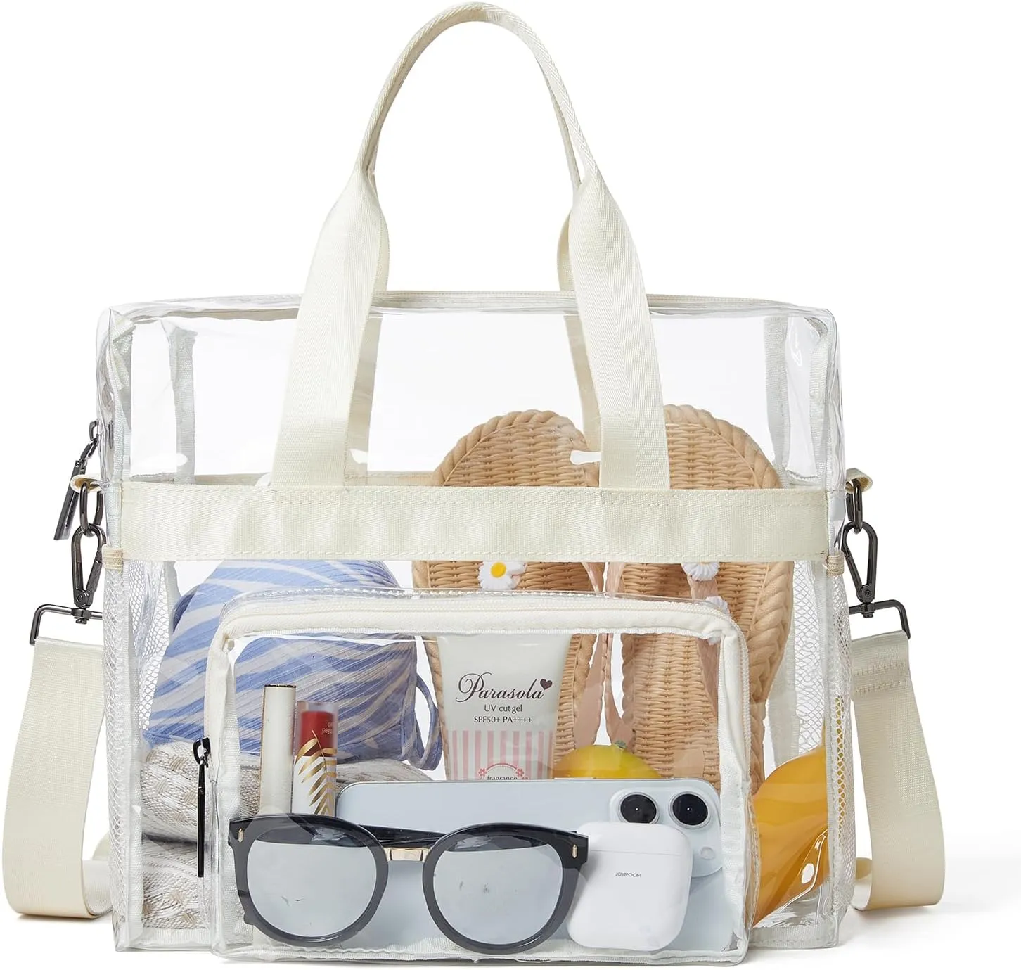 Bluome Clear Bag For Stadium Events 12612 Crossbody Beach Lunch Tote Transparent Bag Purse Stadium Approved For Women Men
