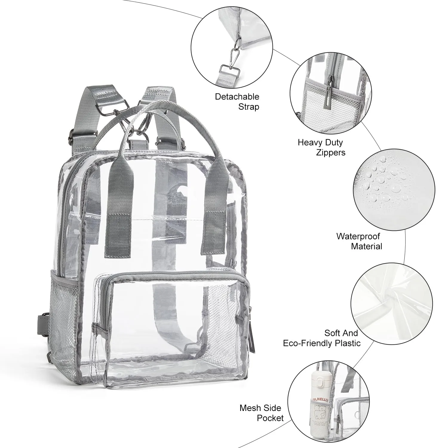 Bluome Clear Bag For Stadium Events 12612 Crossbody Beach Lunch Tote Transparent Bag Purse Stadium Approved For Women Men