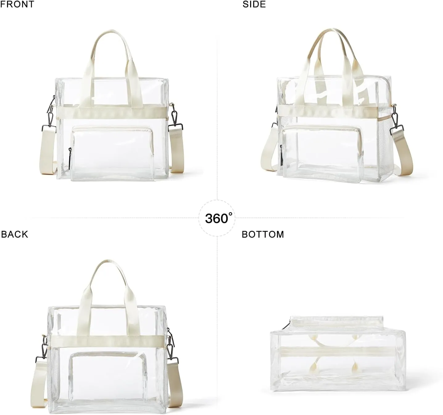 Bluome Clear Bag For Stadium Events 12612 Crossbody Beach Lunch Tote Transparent Bag Purse Stadium Approved For Women Men