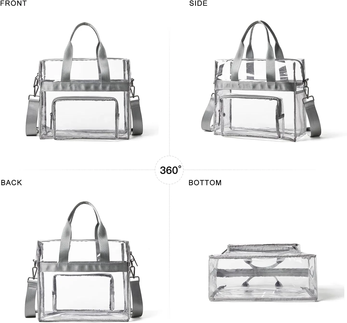 Bluome Clear Bag For Stadium Events 12612 Crossbody Beach Lunch Tote Transparent Bag Purse Stadium Approved For Women Men