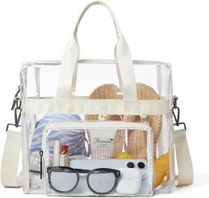 Bluome Clear Bag For Stadium Events 12612 Crossbody Beach Lunch Tote Transparent Bag Purse Stadium Approved For Women Men