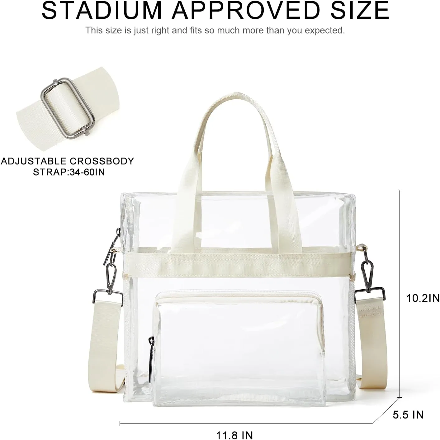 Bluome Clear Bag For Stadium Events 12612 Crossbody Beach Lunch Tote Transparent Bag Purse Stadium Approved For Women Men