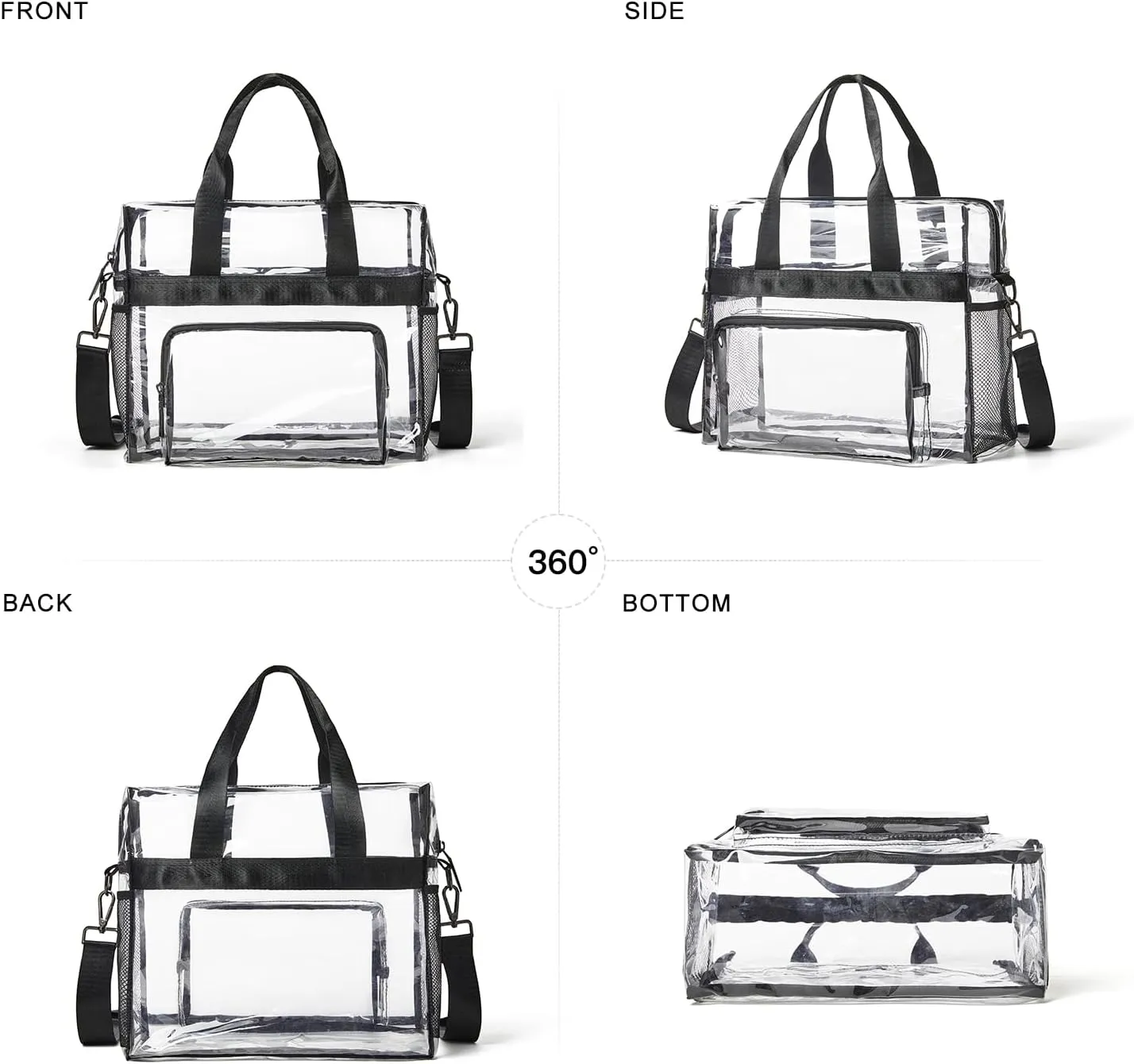 Bluome Clear Bag For Stadium Events 12612 Crossbody Beach Lunch Tote Transparent Bag Purse Stadium Approved For Women Men