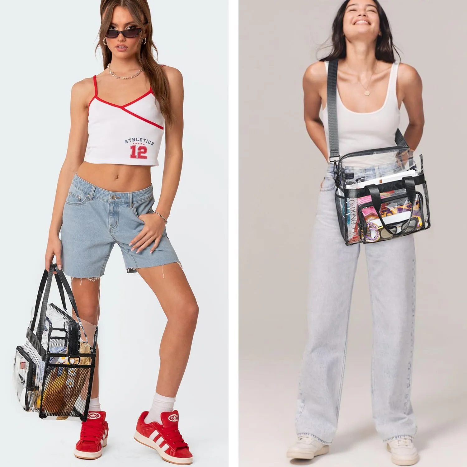 Bluome Clear Bag For Stadium Events 12612 Crossbody Beach Lunch Tote Transparent Bag Purse Stadium Approved For Women Men