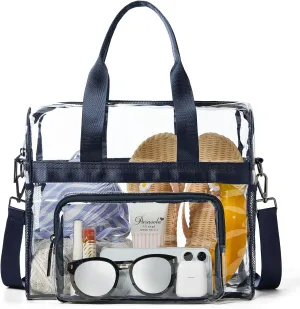 Bluome Clear Bag For Stadium Events 12612 Crossbody Beach Lunch Tote Transparent Bag Purse Stadium Approved For Women Men