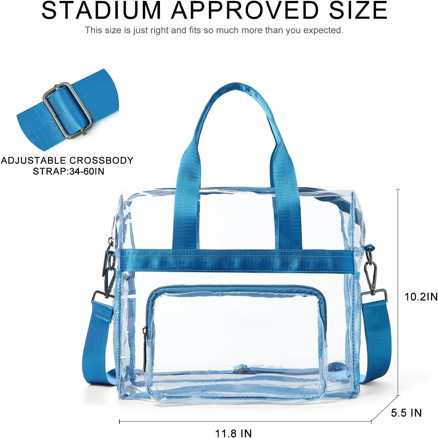 Bluome Clear Bag For Stadium Events 12612 Crossbody Beach Lunch Tote Transparent Bag Purse Stadium Approved For Women Men