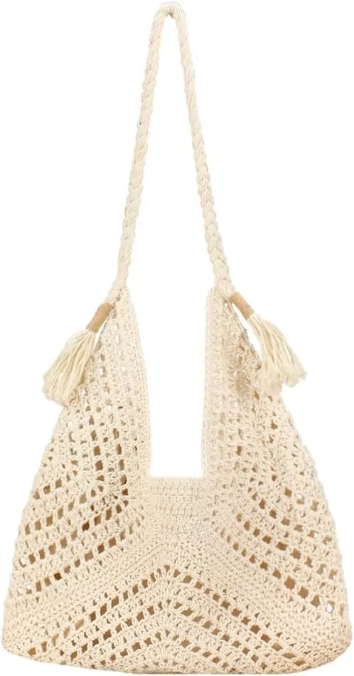 Boho Straw Bags for Women Large Woven Tote Bag Straw Beach Bag Shoulder Bags Purse Handbags Summer Straw Hobo Bag