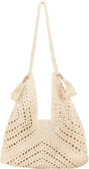 Boho Straw Bags for Women Large Woven Tote Bag Straw Beach Bag Shoulder Bags Purse Handbags Summer Straw Hobo Bag