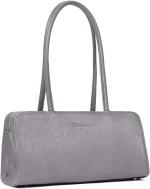 BOSTANTEN Women Designer Handbags Genuine Soft Leather Top Handle Purses and Handbags Satchel Shoulder Bags Grey