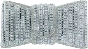 Boutique De FGG Rhinestone Clutch Purses for Women Formal Party Crystal Clutch Bag Bow Evening Bag Prom Purse Handbag,Small