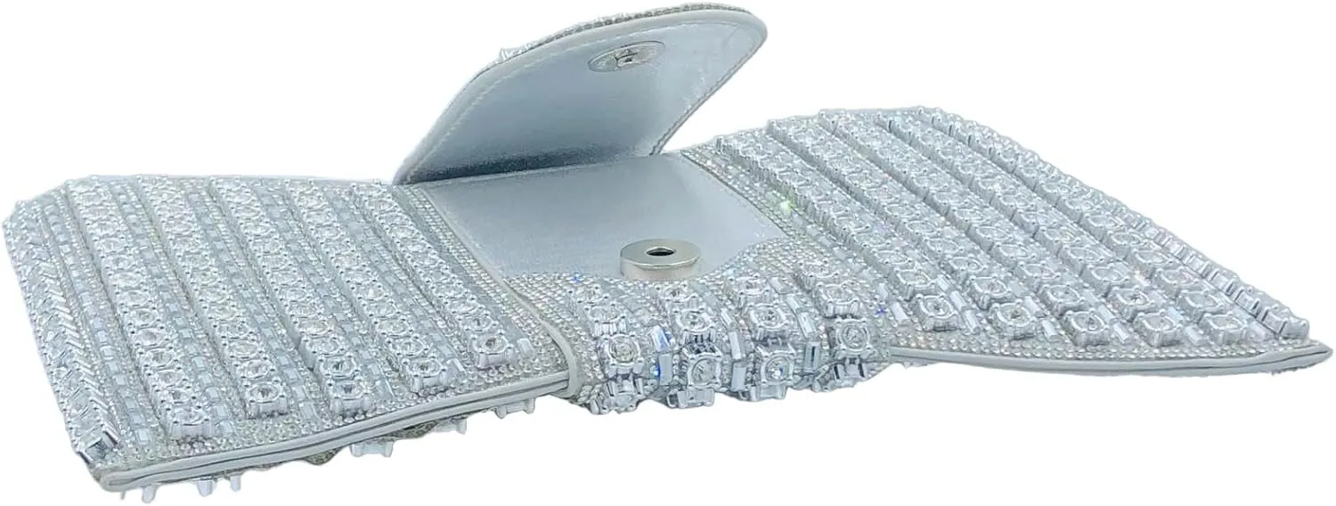 Boutique De FGG Rhinestone Clutch Purses for Women Formal Party Crystal Clutch Bag Bow Evening Bag Prom Purse Handbag,Small