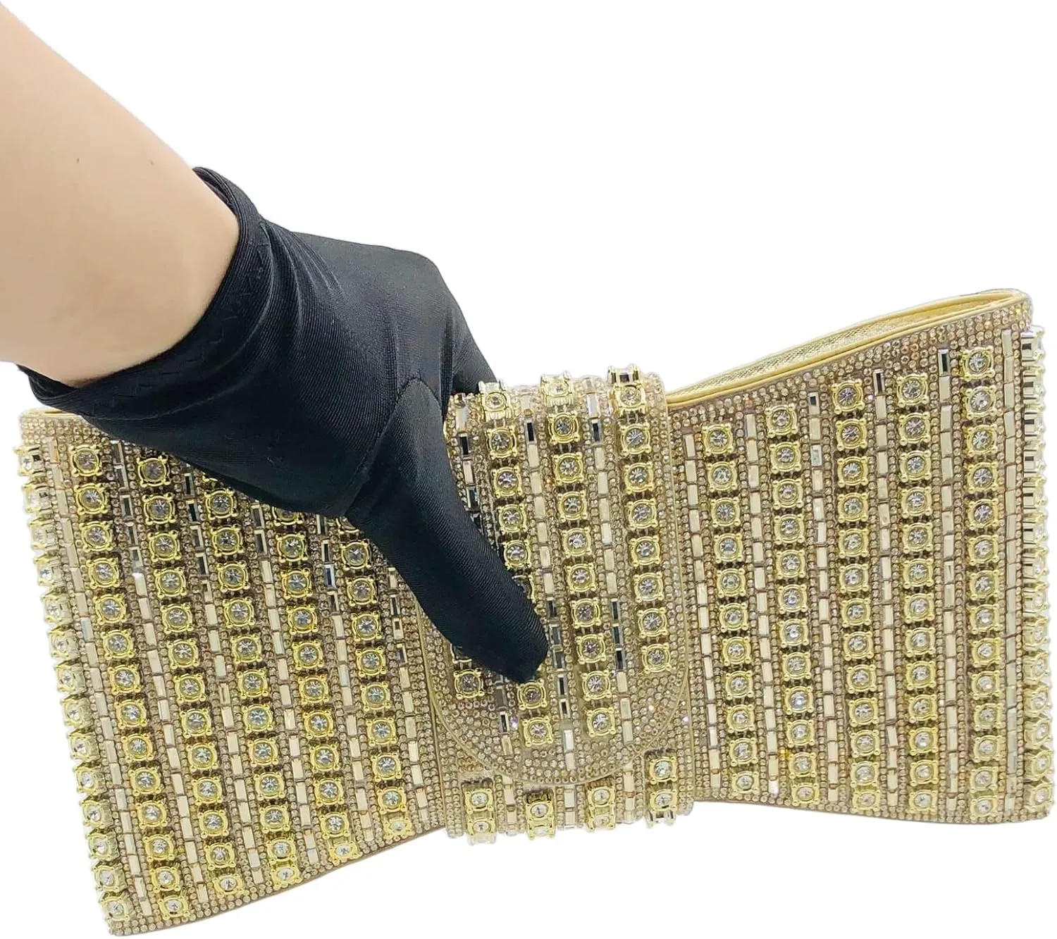 Boutique De FGG Rhinestone Clutch Purses for Women Formal Party Crystal Clutch Bag Bow Evening Bag Prom Purse Handbag,Small