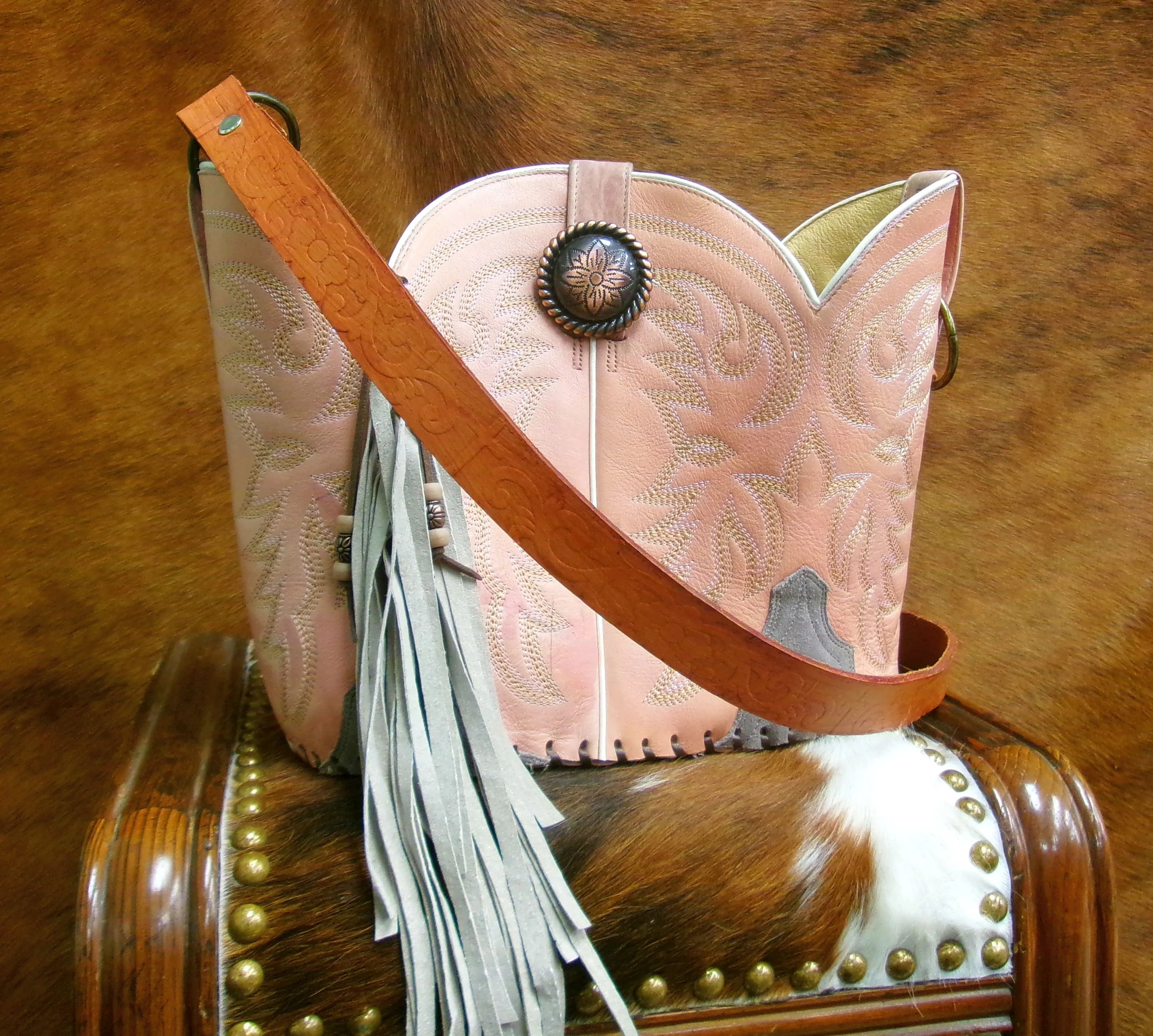 Bucket Bag Cowboy Boot Fringe Purse BK144