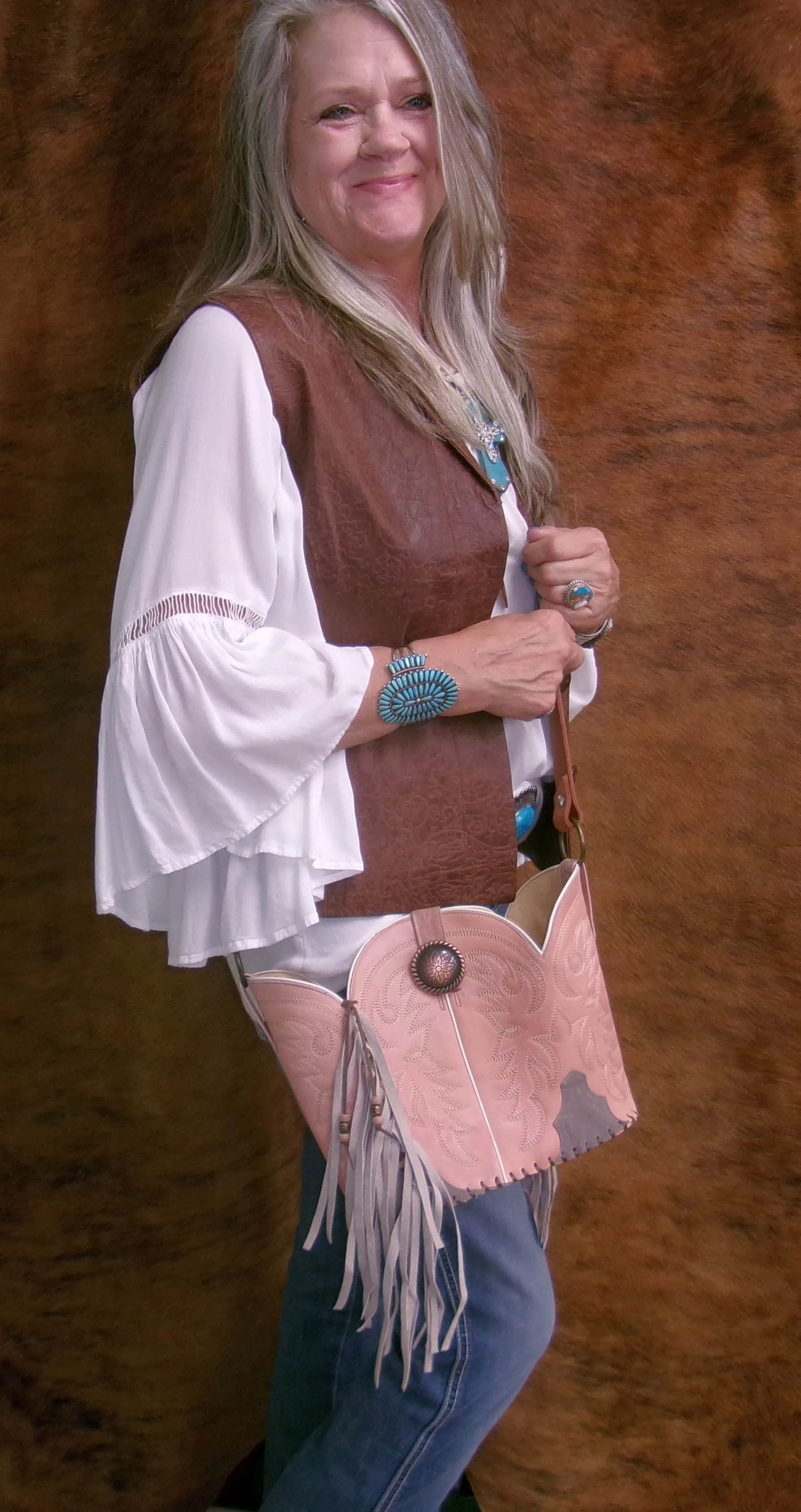 Bucket Bag Cowboy Boot Fringe Purse BK144