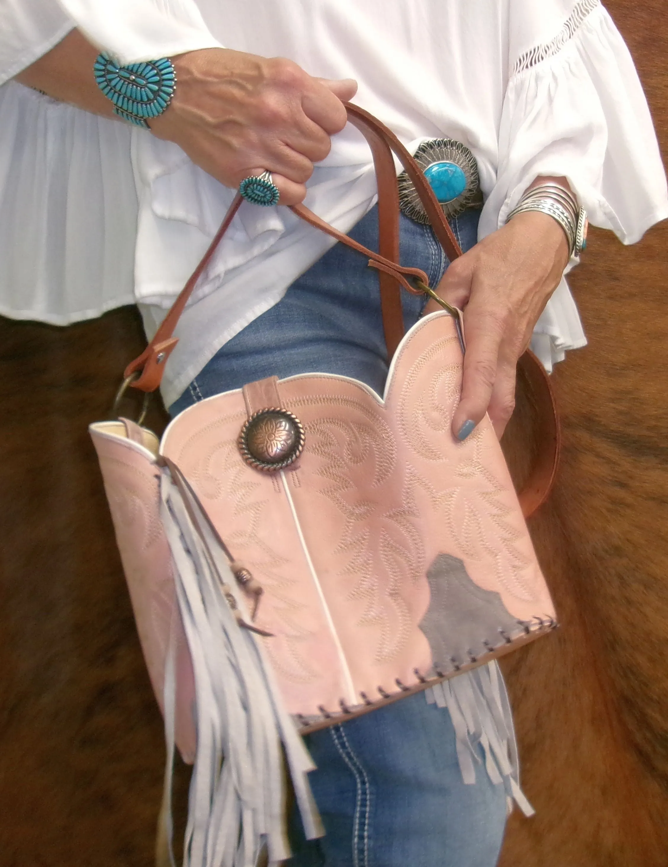 Bucket Bag Cowboy Boot Fringe Purse BK144