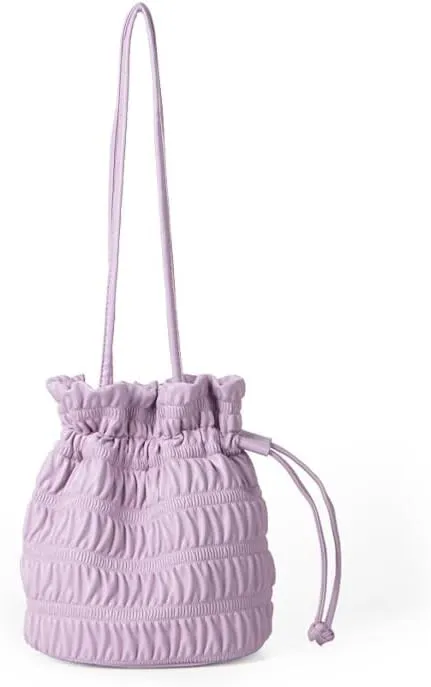 Bucket Bag for Women Niche Design Soft Leather Pleated Shoulder Bag Simple And Versatile Drawstring Bucket Bag