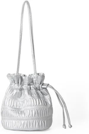Bucket Bag for Women Niche Design Soft Leather Pleated Shoulder Bag Simple And Versatile Drawstring Bucket Bag