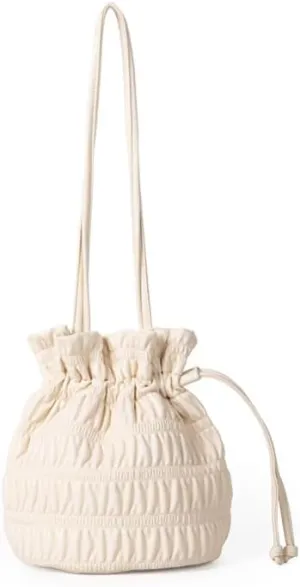 Bucket Bag for Women Niche Design Soft Leather Pleated Shoulder Bag Simple And Versatile Drawstring Bucket Bag