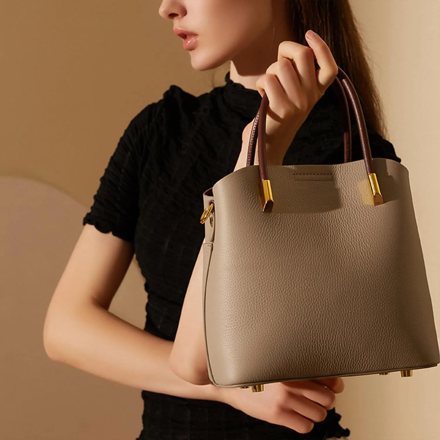 Bucket Bag for Women, Top-Handle Handbags, Bucket Purses Shoulder Bag for Women with Removable Straps