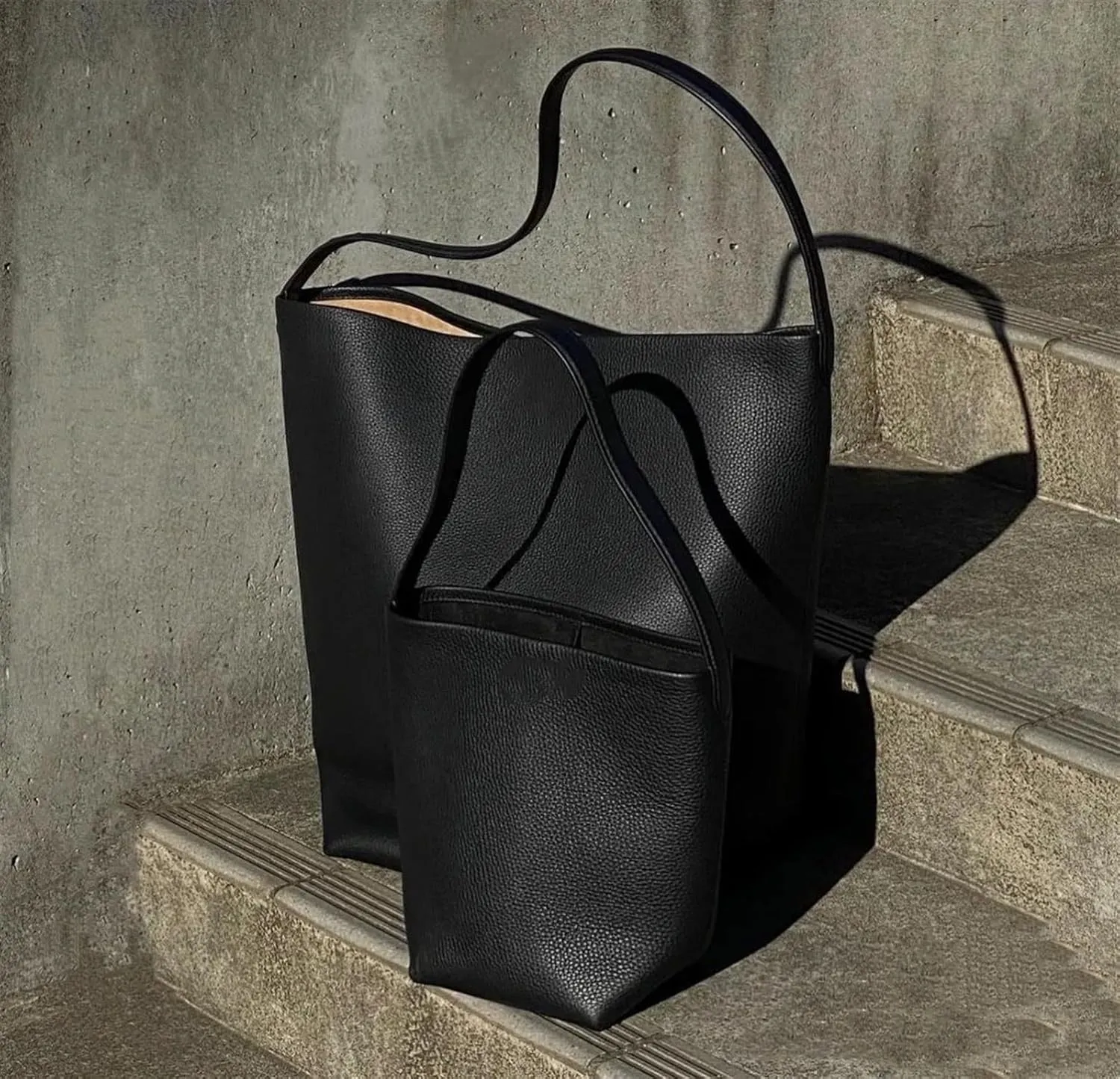 Bucket Bag Large Capacity Shoulder Bag First Layer Soft Cowhide Tote Mommy Bag