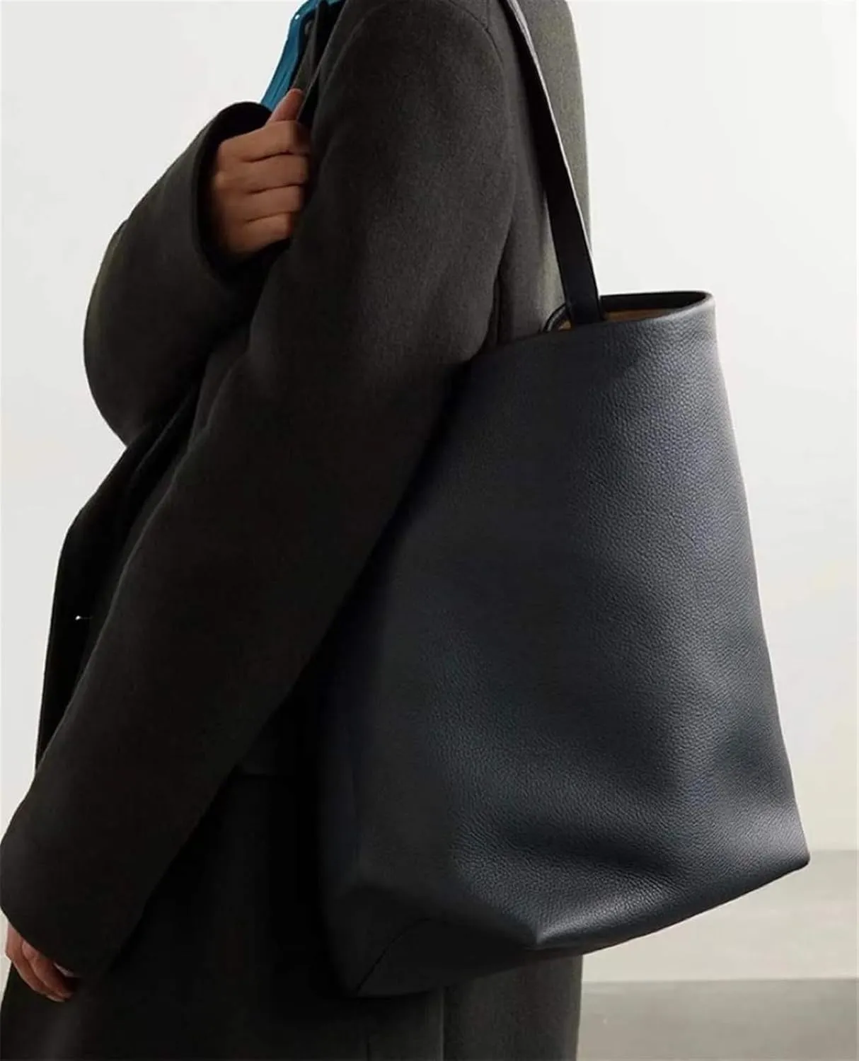 Bucket Bag Large Capacity Shoulder Bag First Layer Soft Cowhide Tote Mommy Bag