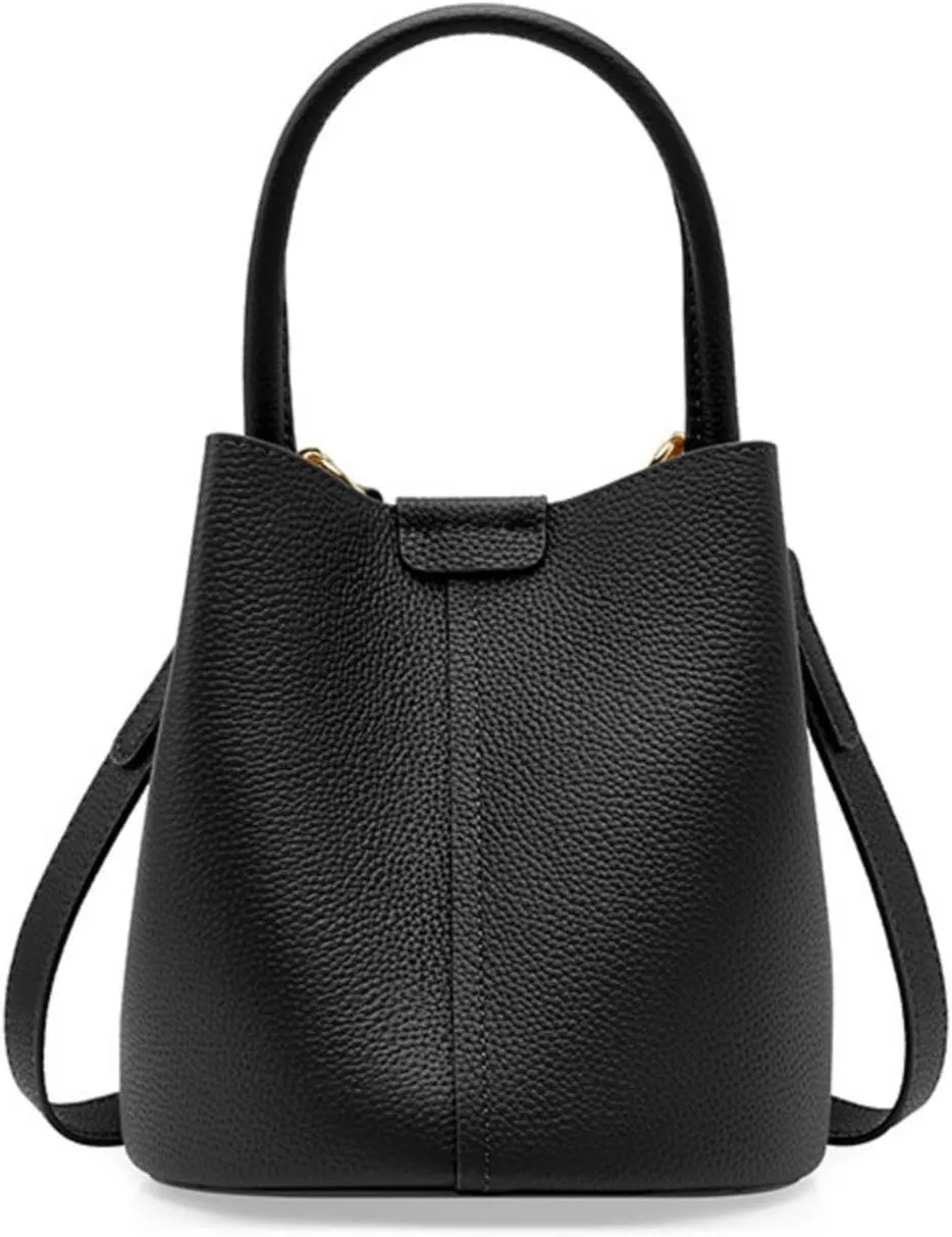 Bucket Bags for Women, Full Grain Cow Leather Crossbody Handbags Top-handle Clutch Purses Sling Satchel for Daily Use