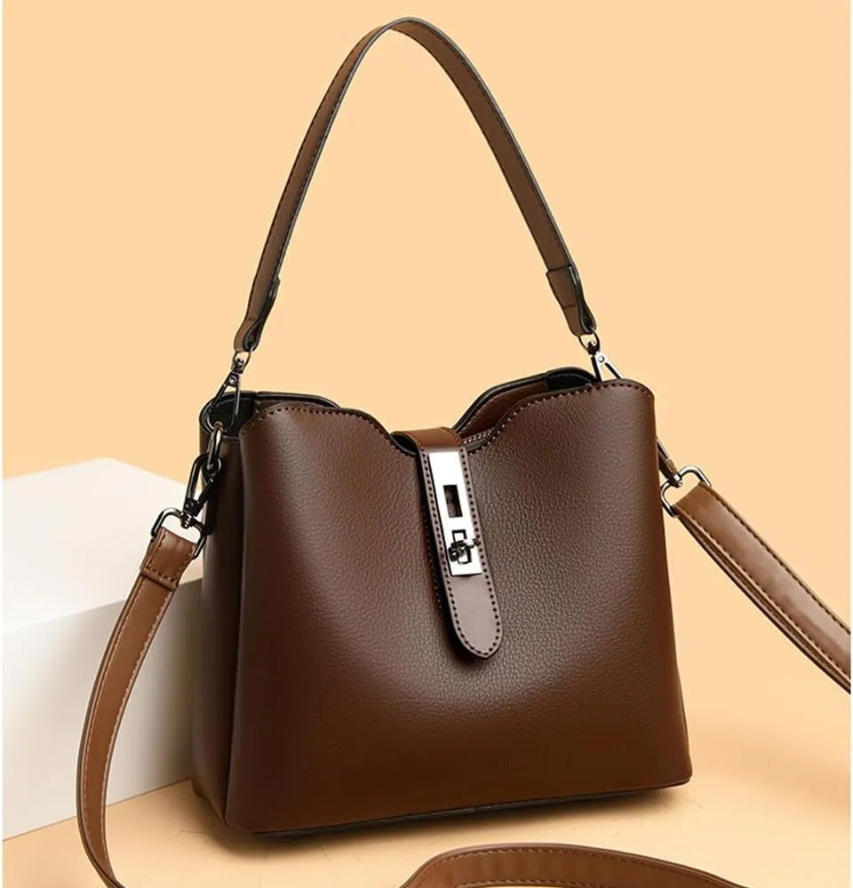 Bucket Bags for Women - Leather Crossbody Bucket Purses Designer Vintage Handbags Small Trendy Shoulder Bag