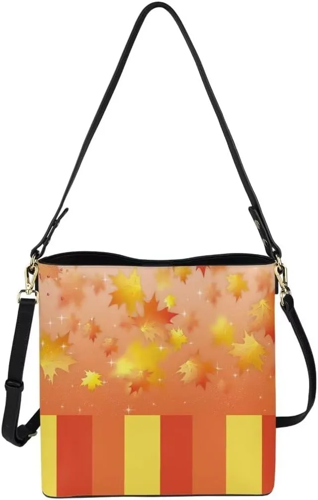 Bucket Bags for Women, PU Leather Waterproof Tote Bag Shoulder Bag for Travel, Work, Adjustable Crossbody Strap