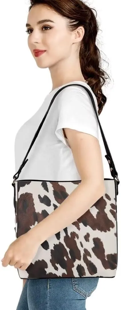 Bucket Bags for Women, PU Leather Waterproof Tote Bag Shoulder Bag for Travel, Work, Adjustable Crossbody Strap