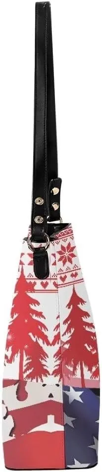 Bucket Bags for Women, PU Leather Waterproof Tote Bag Shoulder Bag for Travel, Work, Adjustable Crossbody Strap