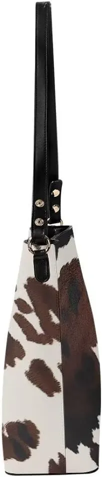Bucket Bags for Women, PU Leather Waterproof Tote Bag Shoulder Bag for Travel, Work, Adjustable Crossbody Strap