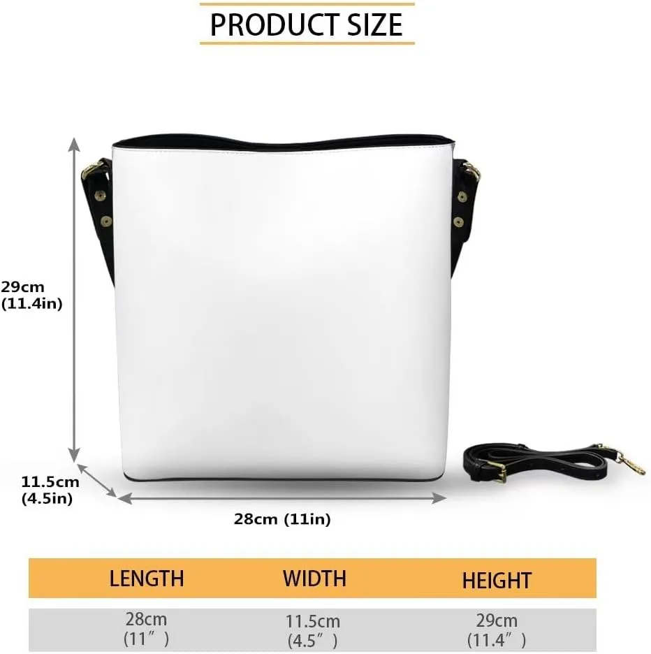 Bucket Bags for Women, PU Leather Waterproof Tote Bag Shoulder Bag for Travel, Work, Adjustable Crossbody Strap