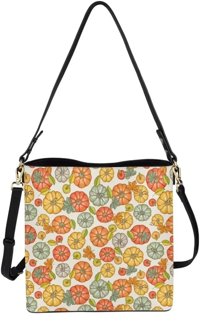 Bucket Bags for Women, PU Leather Waterproof Tote Bag Shoulder Bag for Travel, Work, Adjustable Crossbody Strap
