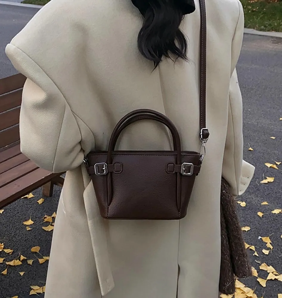 Bucket Bags for Women Trendy Crossbody Bags Elegant Handbags Leather Tote Bag Solid Color Shoulder Bag Bucket Purse