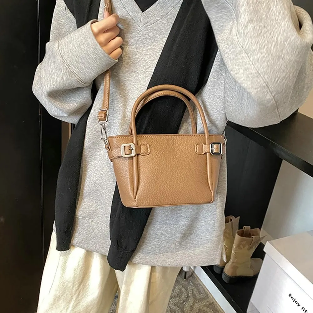 Bucket Bags for Women Trendy Crossbody Bags Elegant Handbags Leather Tote Bag Solid Color Shoulder Bag Bucket Purse