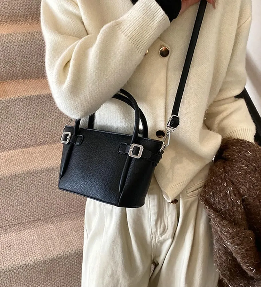 Bucket Bags for Women Trendy Crossbody Bags Elegant Handbags Leather Tote Bag Solid Color Shoulder Bag Bucket Purse