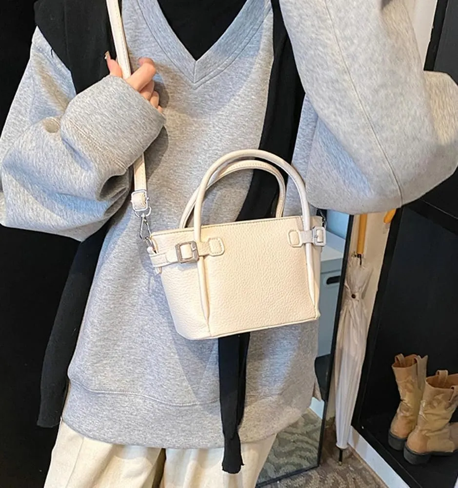 Bucket Bags for Women Trendy Crossbody Bags Elegant Handbags Leather Tote Bag Solid Color Shoulder Bag Bucket Purse