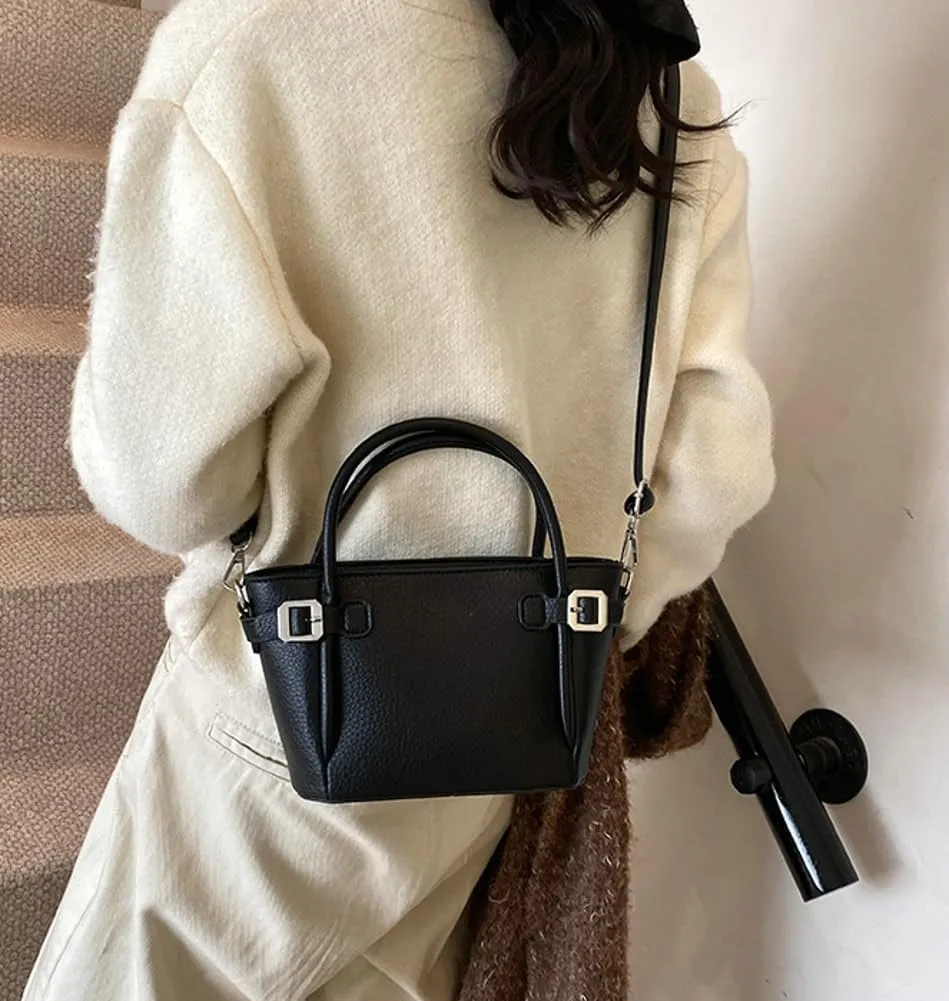 Bucket Bags for Women Trendy Crossbody Bags Elegant Handbags Leather Tote Bag Solid Color Shoulder Bag Bucket Purse