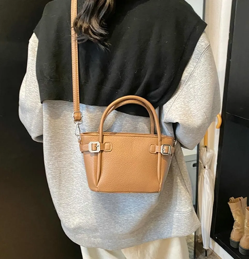 Bucket Bags for Women Trendy Crossbody Bags Elegant Handbags Leather Tote Bag Solid Color Shoulder Bag Bucket Purse