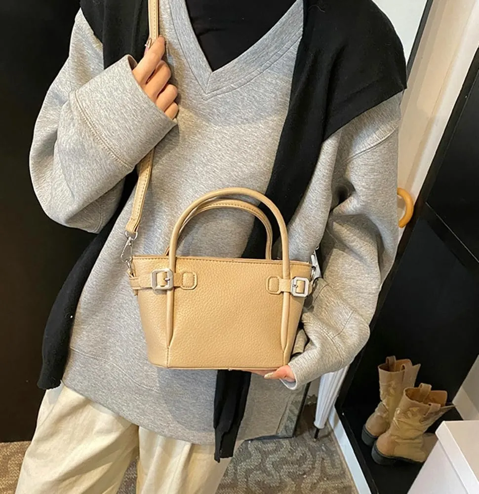 Bucket Bags for Women Trendy Crossbody Bags Elegant Handbags Leather Tote Bag Solid Color Shoulder Bag Bucket Purse