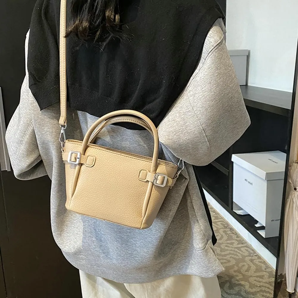 Bucket Bags for Women Trendy Crossbody Bags Elegant Handbags Leather Tote Bag Solid Color Shoulder Bag Bucket Purse