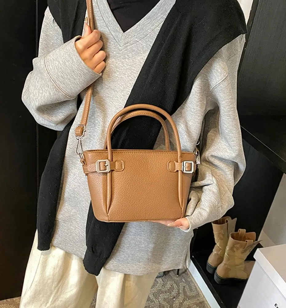 Bucket Bags for Women Trendy Crossbody Bags Elegant Handbags Leather Tote Bag Solid Color Shoulder Bag Bucket Purse