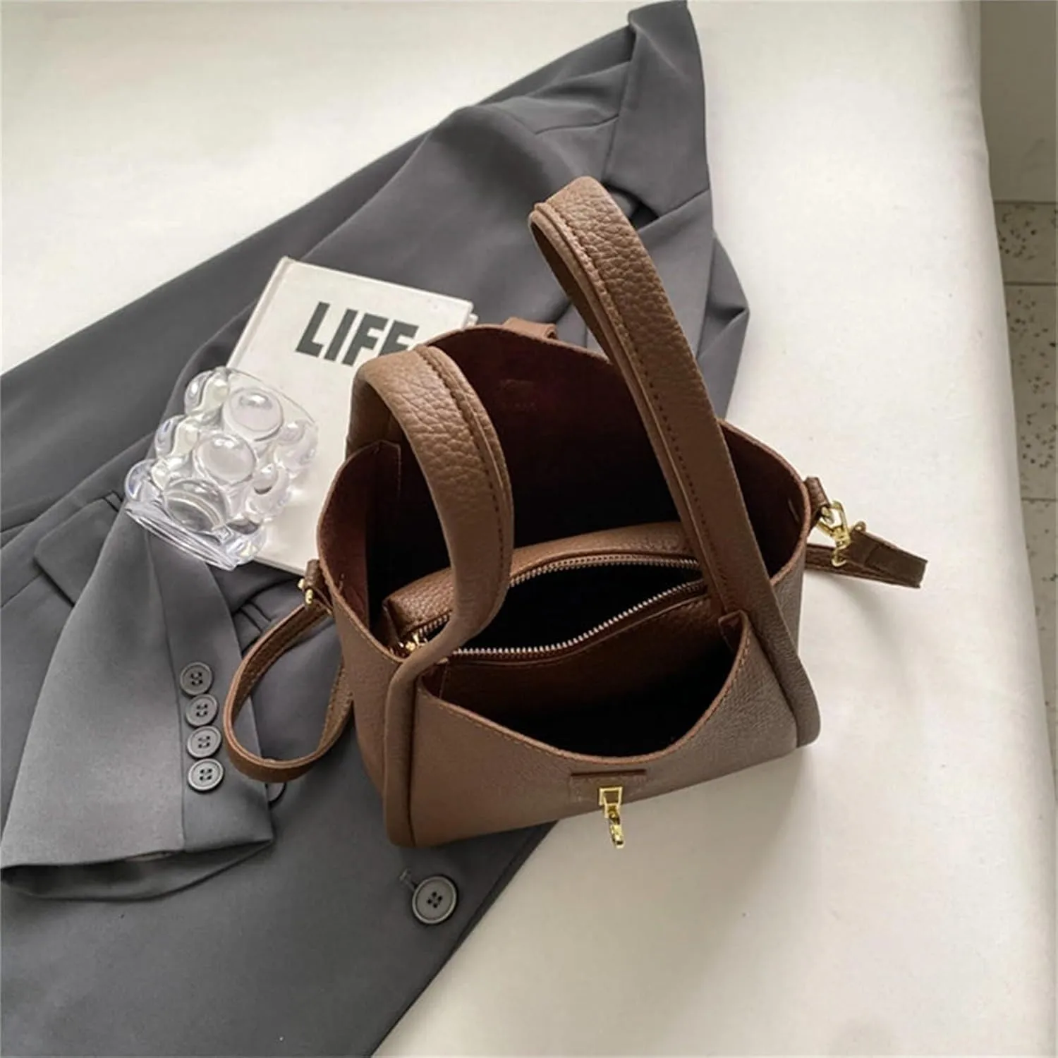 Bucket Bags for Women Trendy Vintage Bucket Bag Women's Bucket Bag Crossbody Bag Single Shoulder Handbag
