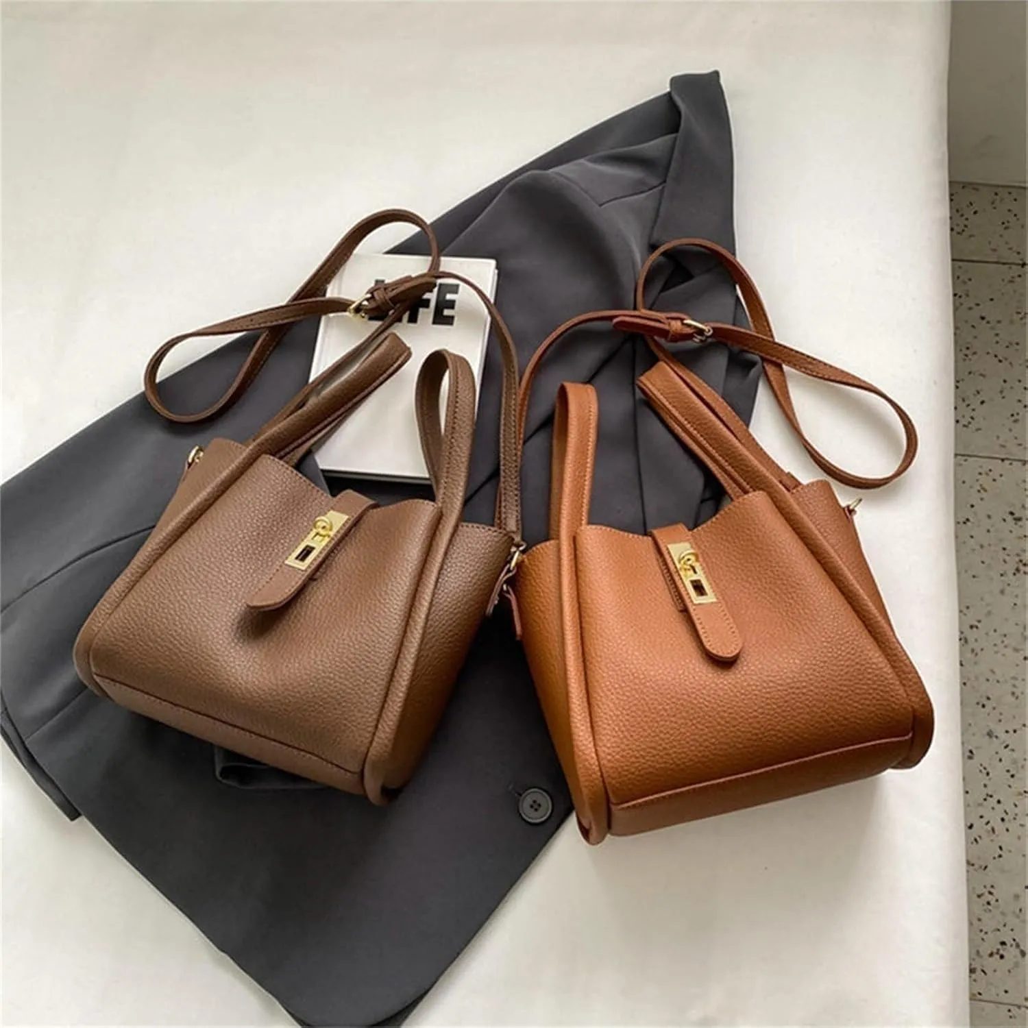 Bucket Bags for Women Trendy Vintage Bucket Bag Women's Bucket Bag Crossbody Bag Single Shoulder Handbag